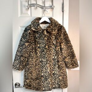 Sans Souci Leopard Faux Fur Pea Coat